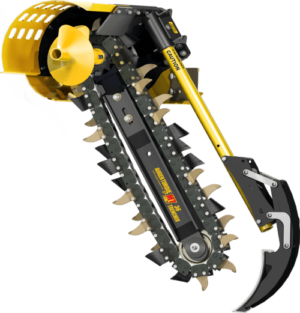 mini excavator and skid steer trencher attachment