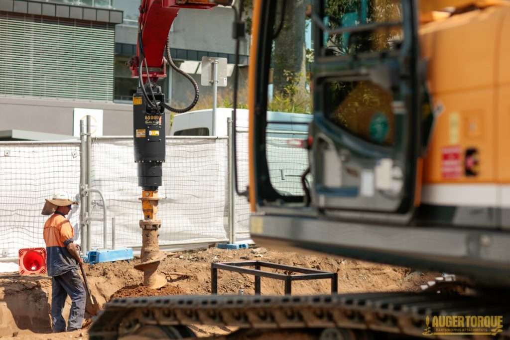 large excavator auger drive drilling
