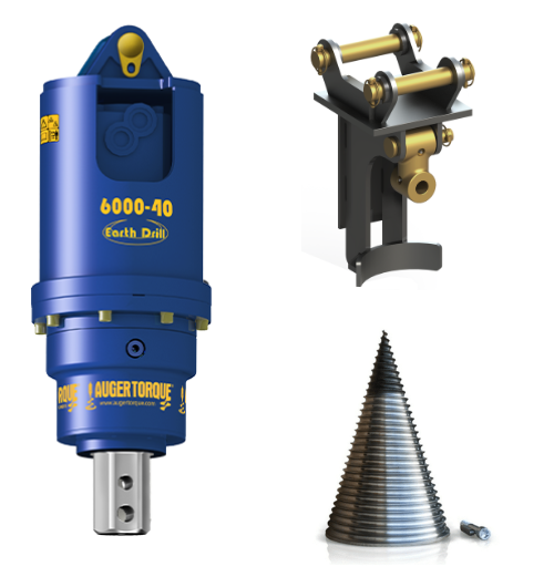 .Forest POWER ATTACHMENT 検エクステンション Earth Drills For Excavators 4.5T–8T (Up to 8152Nm) » Auger