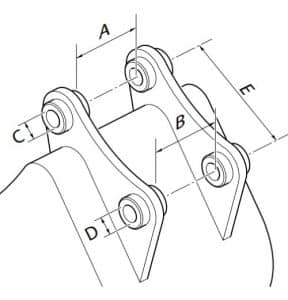 excavator pin dimensions