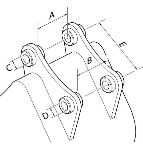 excavator pin dimensions