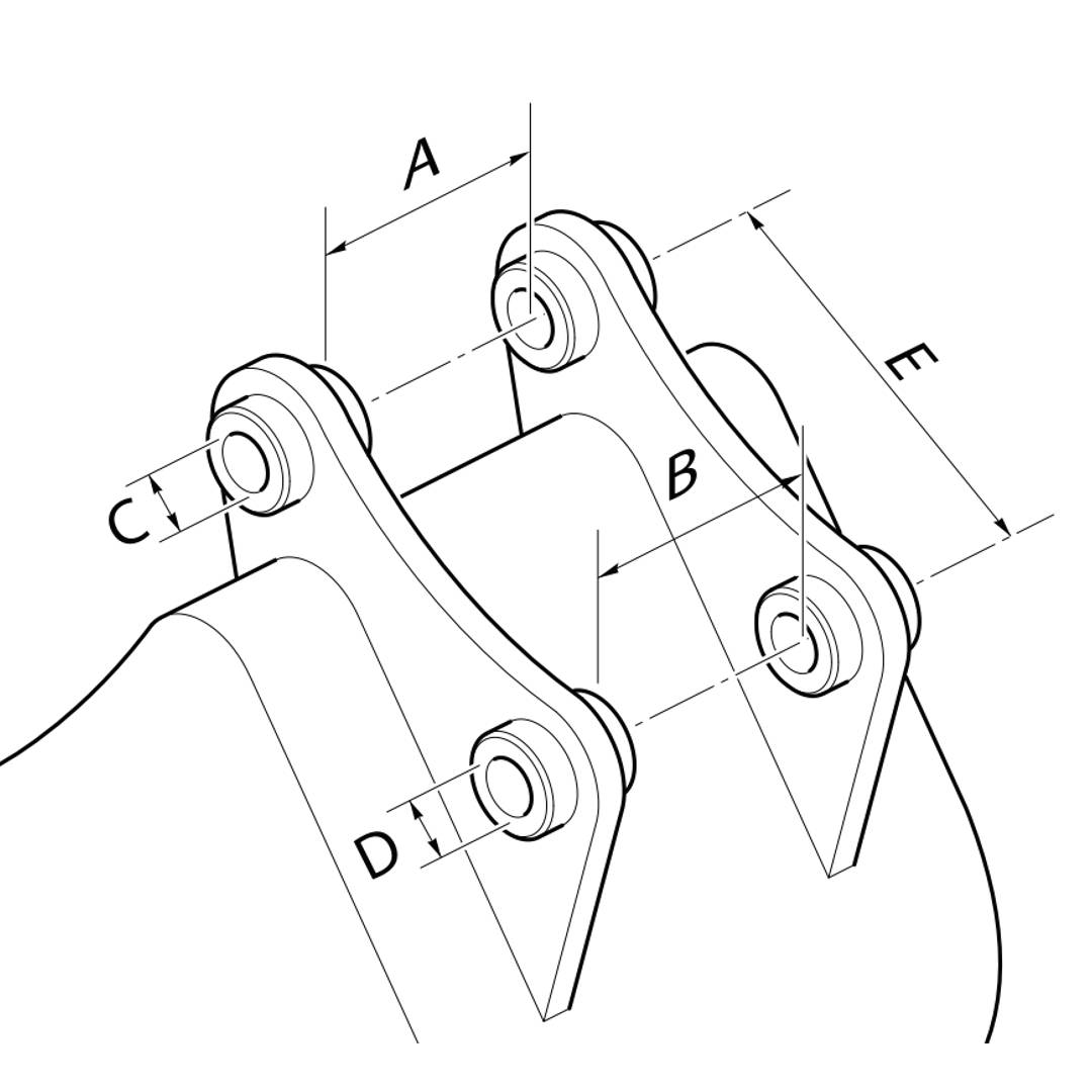 excavator mounting bracket dimensions